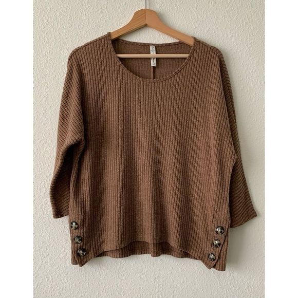 Per Seption Concept Brown Ribbed Sweater - Picture 1 of 5